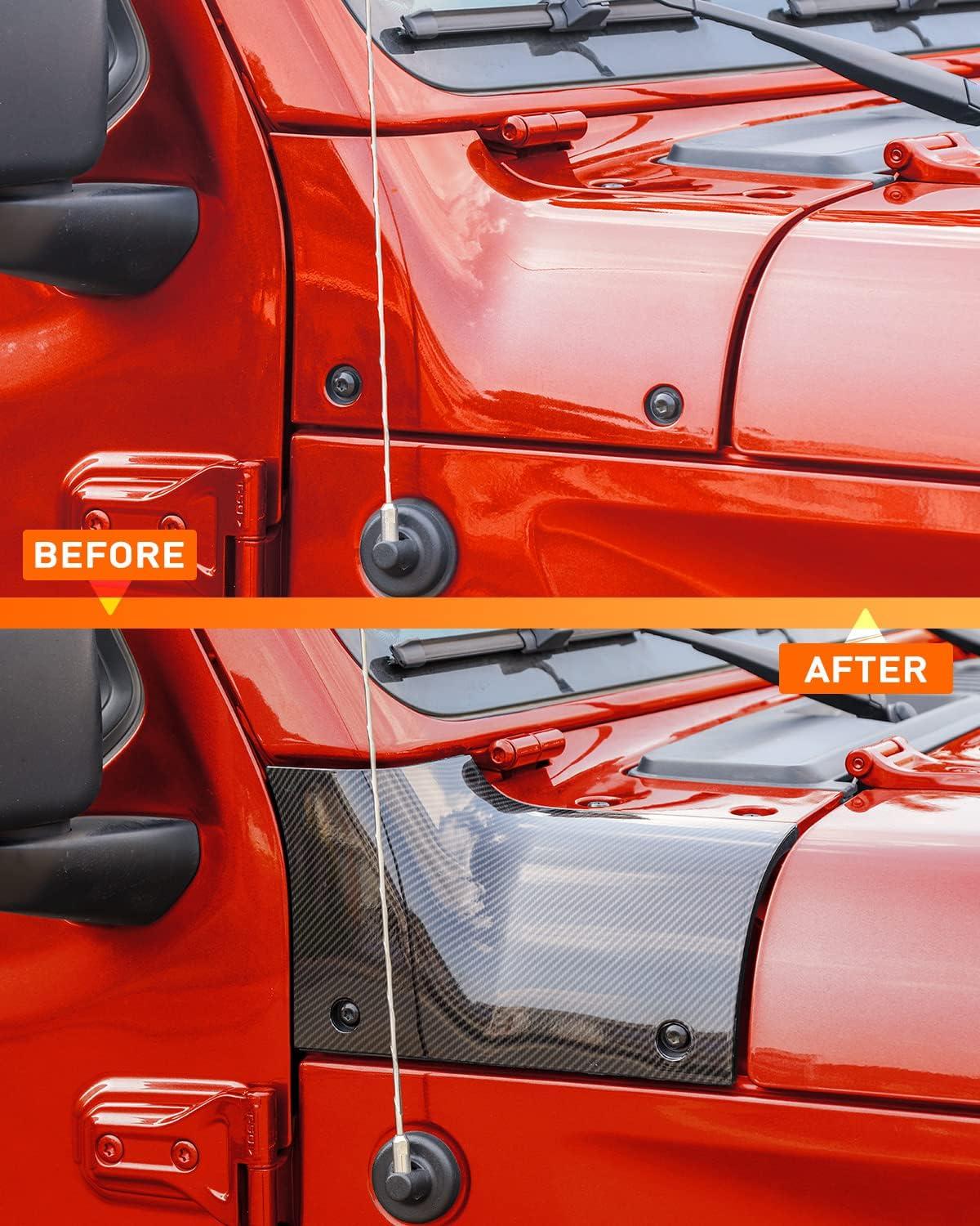 imageSavadicar Cowl Body Armor Outer Cowl Covers Corner Guards for 20182025 Jeep Wrangler JL JLU ampamp Jeep Gladiator JT 24 Door Exterior Accessories Parts Textured Black PairCarbon Fiber