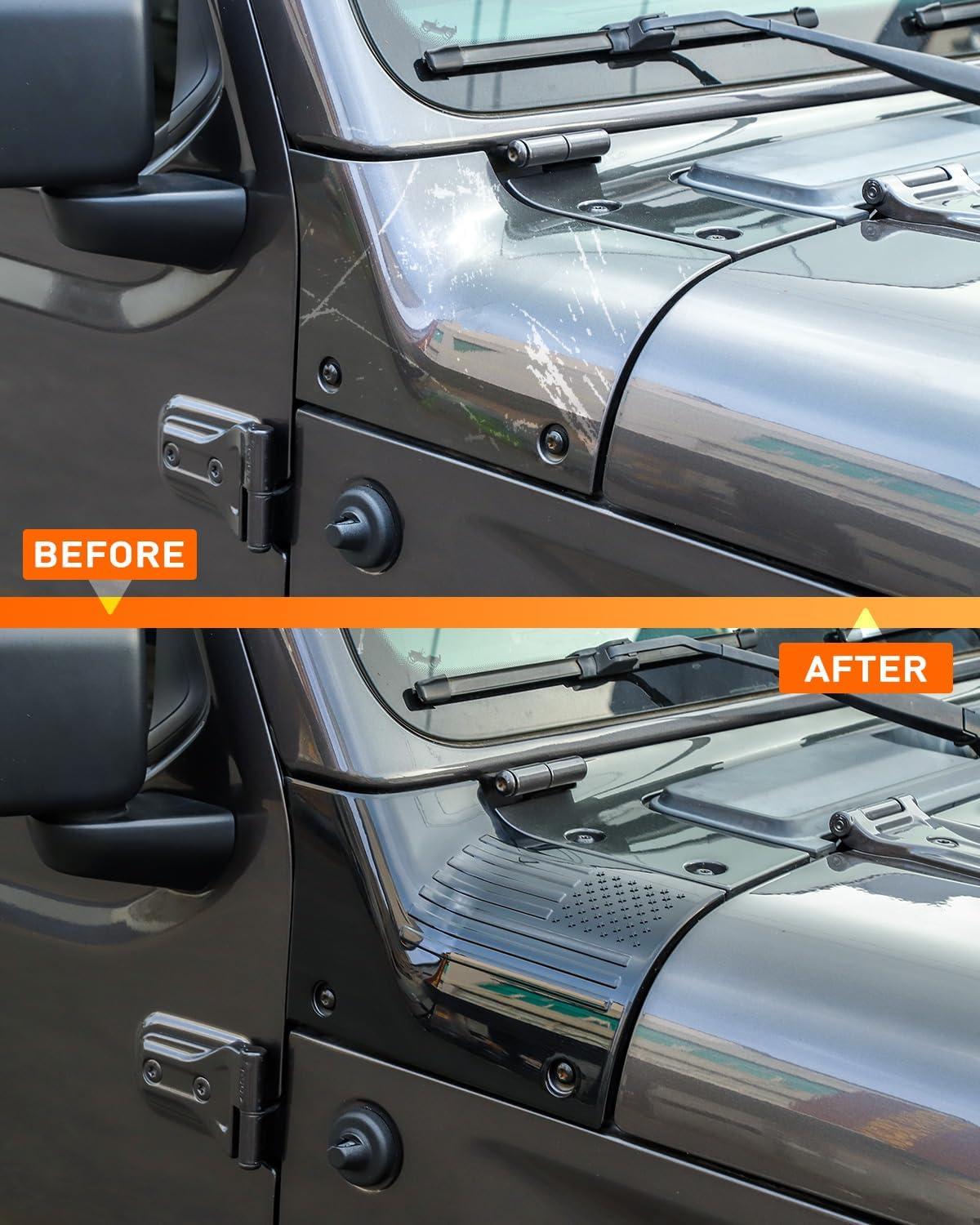 imageSavadicar Cowl Body Armor Outer Cowl Covers Corner Guards for 20182025 Jeep Wrangler JL JLU ampamp Jeep Gladiator JT 24 Door Exterior Accessories Parts Textured Black PairUSA Flag Pattern