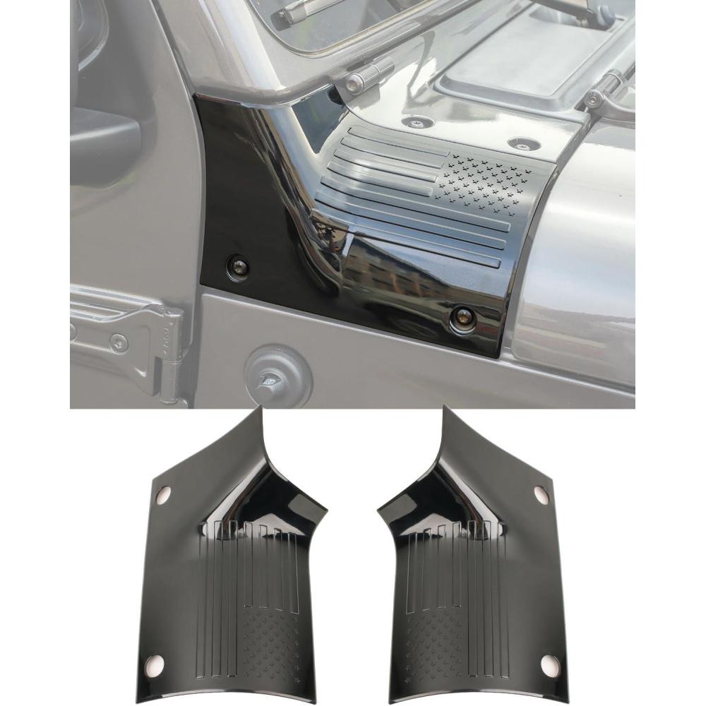imageSavadicar Cowl Body Armor Outer Cowl Covers Corner Guards for 20182025 Jeep Wrangler JL JLU ampamp Jeep Gladiator JT 24 Door Exterior Accessories Parts Textured Black PairUSA Flag Pattern