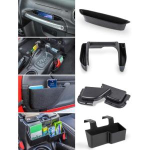 imageSavadicar 4 Pack Center Console Organizer Interior Storage Accessories for 20112018 Jeep Wrangler JK JKU Maximize incar Space with ABS Storage Kits Black