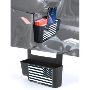 imageSavadicar Center Console Hanging Storage Organizer Armrest ABS Tray Compatible with 20182025 Jeep Wrangler JL JLU 4XE and Jeep Gladiator JT Interior Accessories BlackUSA Flag