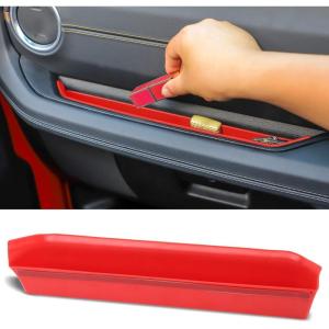 imageSavadicar Grab Bar Tray Compatible with 2024 2025 Jeep Wrangler JL and Jeep Gladiator JT Passenger Side GrabTray Storage Organizer Interior Accessories Black Patent AuthorizationRed