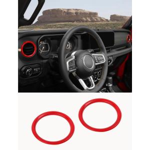 imageSavadicar HVAC Air Vent Trim Covers for 2024 Jeep Wrangler JL ampamp Gladiator JT  Upgrade Your Ride Style with 2 Pcs Aluminum Alloy Dashboard AC Vent Accents Premium Interior Accessories OrangeRed