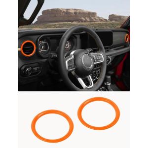 imageSavadicar HVAC Air Vent Trim Covers for 2024 Jeep Wrangler JL ampamp Gladiator JT  Upgrade Your Ride Style with 2 Pcs Aluminum Alloy Dashboard AC Vent Accents Premium Interior Accessories OrangeOrange