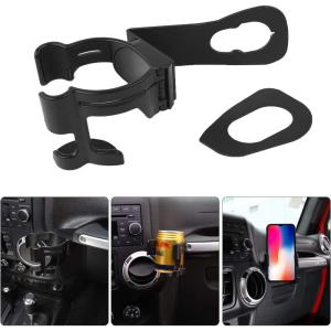 imageSavadicar JK MultiFunction Drink Cup Phone Holder 2 in 1 Bolton Stand Bracket Organizer Cell Phone Mount Compatible with 20112018 Jeep Wrangler JK JKU 2 ampamp 4 Door Interior Accessories Black