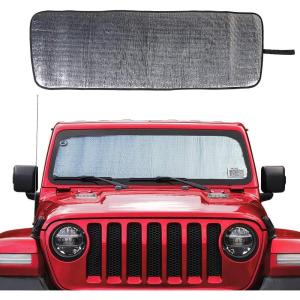 imageSavadicar Windshield Sun Shade for 20182025 Jeep Wrangler JL JLU ampamp Gladiator JT Sunshades Heat Shield Aluminum Foil Triple Laminate Structure SilverStandard