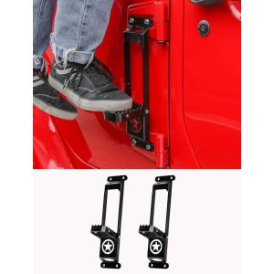 imageSavadicar 2 Pack Door Hinge Steps Foldable Metal Foot Pegs for 20072025 Jeep Wrangler JKJL 4XE ampamp Gladiator JT AntiRust Powder Coated Hinge Step for Easy Roof Access Star Pattern Design RedBlack