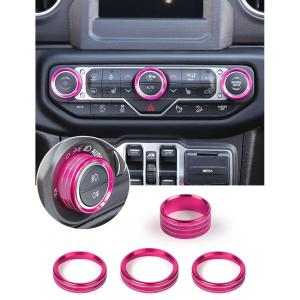 imageSavadicar HVAC Climate Control Panel Knob Trim Kit ampamp Light Control Switch Cover Air Conditioner Knob Aluminum Alloy Ring for 20182025 Jeep Wrangler JL JLU ampamp Gladiator JT Interior AccessoriesOrangePink