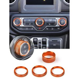 imageSavadicar HVAC Climate Control Panel Knob Trim Kit ampamp Light Control Switch Cover Air Conditioner Knob Aluminum Alloy Ring for 20182025 Jeep Wrangler JL JLU ampamp Gladiator JT Interior AccessoriesOrangeOrange