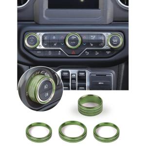imageSavadicar HVAC Climate Control Panel Knob Trim Kit ampamp Light Control Switch Cover Air Conditioner Knob Aluminum Alloy Ring for 20182025 Jeep Wrangler JL JLU ampamp Gladiator JT Interior AccessoriesOrangeGreen