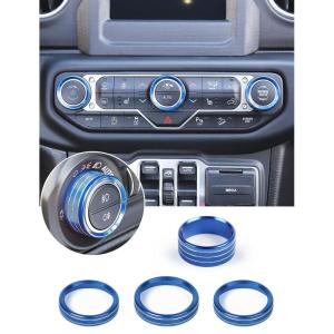 imageSavadicar HVAC Climate Control Panel Knob Trim Kit ampamp Light Control Switch Cover Air Conditioner Knob Aluminum Alloy Ring for 20182025 Jeep Wrangler JL JLU ampamp Gladiator JT Interior AccessoriesOrangeBlue