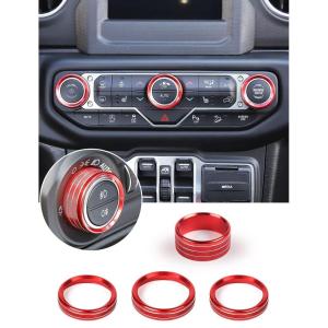 imageSavadicar HVAC Climate Control Panel Knob Trim Kit ampamp Light Control Switch Cover Air Conditioner Knob Aluminum Alloy Ring for 20182025 Jeep Wrangler JL JLU ampamp Gladiator JT Interior AccessoriesOrangeRed