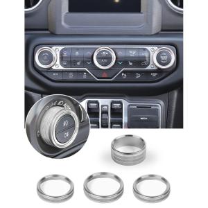imageSavadicar HVAC Climate Control Panel Knob Trim Kit ampamp Light Control Switch Cover Air Conditioner Knob Aluminum Alloy Ring for 20182025 Jeep Wrangler JL JLU ampamp Gladiator JT Interior AccessoriesOrangeSilver