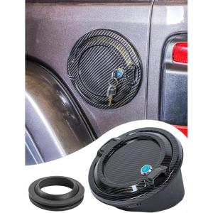 imageSavadicar Locking Gas Cap Cover Fuel Tank Door with Lock Compatible with 2018Present Jeep Wrangler JL JLU 4XE ABS  Aluminum Alloy Construction Exterior Accessories BlackCarbon Fiber