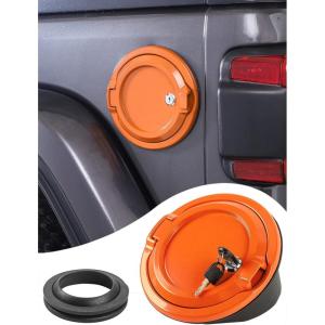 imageSavadicar Locking Gas Cap Cover Fuel Tank Door with Lock Compatible with 2018Present Jeep Wrangler JL JLU 4XE ABS  Aluminum Alloy Construction Exterior Accessories BlackOrange