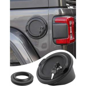 imageSavadicar Locking Gas Cap Cover Fuel Tank Door with Lock Compatible with 2018Present Jeep Wrangler JL JLU 4XE ABS  Aluminum Alloy Construction Exterior Accessories BlackBlack