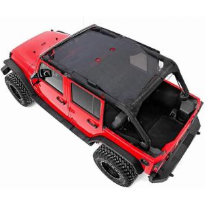imageSavadicar Mesh Shade Top Full Sunshade Cover for 20072018 Jeep Wrangler JK JKU 4 Door Provide UV Protection Durable Polyester BlackNo Pattern