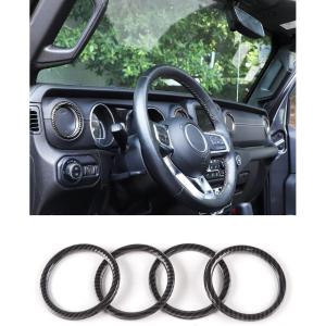 imageSavadicar Orange Interior Accessories  AC Air Vent Trim Ring Cover for 20182023 Jeep Wrangler JL JLU 4XE ampamp Gladiator JT  Solid Color Interior Decor Upgrade Option 4PieceCarbon Fiber  Black