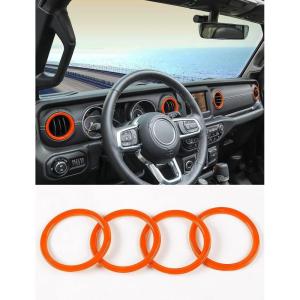 imageSavadicar Orange Interior Accessories  AC Air Vent Trim Ring Cover for 20182023 Jeep Wrangler JL JLU 4XE ampamp Gladiator JT  Solid Color Interior Decor Upgrade Option 4PieceOrange