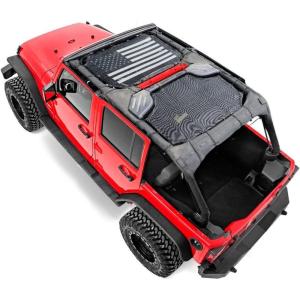 imageSavadicar Sunshade Top Mesh Sun Shade Cover UV Blocker Bikini Screen with USA Flag Pattern for 20072018 Jeep Wrangler JK JKU 4 Door Front and Rear 2 Pieces Durable Polyester BlackAmerican Flag