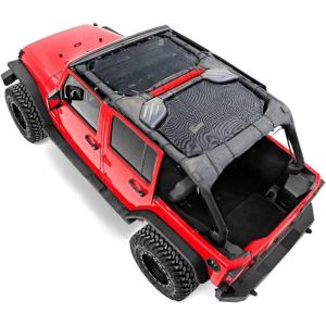 imageSavadicar Sunshade Top Mesh Sun Shade Cover UV Blocker Bikini Screen with USA Flag Pattern for 20072018 Jeep Wrangler JK JKU 4 Door Front and Rear 2 Pieces Durable Polyester BlackNo Pattern