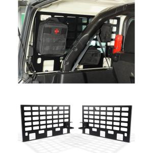 imageSavadicar Rear Window Side Storage Racks Back Cargo Metal Carrier MOLLE Panel Organizer for 2018 2019 2020 2021 2022 2023Current Jeep Wrangler JLU 4 Door Internal Expansion Accessories Black