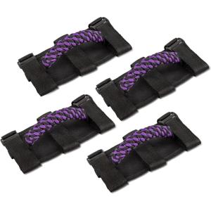 imageSavadicar 4 x Roll Bar Grab Handles Circular Weave Grip Handle Compatible with 19552023 Jeep Wrangler CJ YJ TJ JK JKU JL JLU ampamp Gladiator JT Interior Accessories Blue 4PCsPurple