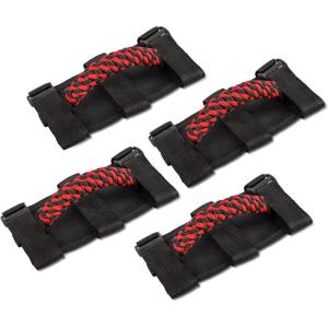 imageSavadicar 4 x Roll Bar Grab Handles Circular Weave Grip Handle Compatible with 19552023 Jeep Wrangler CJ YJ TJ JK JKU JL JLU ampamp Gladiator JT Interior Accessories Blue 4PCsRed