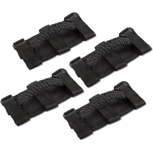 imageSavadicar 4 x Roll Bar Grab Handles Circular Weave Grip Handle Compatible with 19552023 Jeep Wrangler CJ YJ TJ JK JKU JL JLU ampamp Gladiator JT Interior Accessories Blue 4PCsBlack