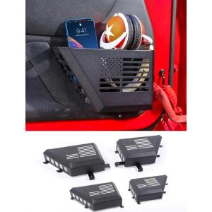 imageSavadicar Metal Door Pockets American Flag Door Side Organizer Compatible with 20112018 Jeep Wrangler JK JKU Front and Rear Door Storage Accessories Replace Sagging Nets 4PC Set