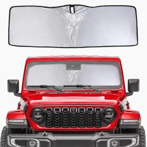 imageSavadicar Windshield Sunshade UV Protection Sun Visor for Jeep Wrangler TJ JK JL 4XE ampamp Gladiator JT 19972025 Foldable Front Window Shade Durable Heat Shield Interior Accessories 1 Pc