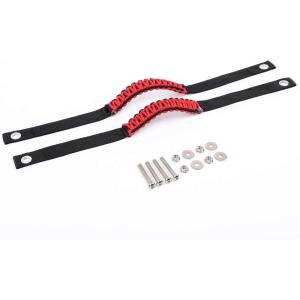 imageSavadicar 2 Pack Roll Bar Grab Handles for 20182024 Jeep Wrangler JL JLU 4XE ampamp Gladiator JT Roof Top Paracord Handle for Secure Grip Essential Interior Accessories BlackRed