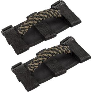 imageSavadicar 2 x Roll Bar Grab Handles Circular Weave Grip Handle Compatible with 19552023 Jeep Wrangler CJ YJ TJ JK JKU JL JLU ampamp Gladiator JT Interior Accessories Black 2PCsArmygreen