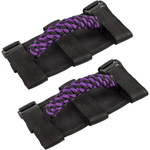 imageSavadicar 2 x Roll Bar Grab Handles Circular Weave Grip Handle Compatible with 19552023 Jeep Wrangler CJ YJ TJ JK JKU JL JLU ampamp Gladiator JT Interior Accessories Black 2PCsPurple