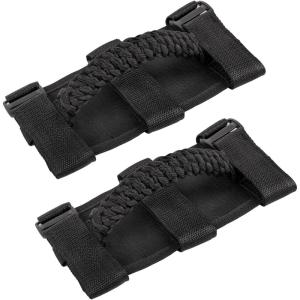 imageSavadicar 2 x Roll Bar Grab Handles Circular Weave Grip Handle Compatible with 19552023 Jeep Wrangler CJ YJ TJ JK JKU JL JLU ampamp Gladiator JT Interior Accessories Black 2PCsBlack