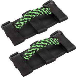 imageSavadicar 2 x Roll Bar Grab Handles Circular Weave Grip Handle Compatible with 19552023 Jeep Wrangler CJ YJ TJ JK JKU JL JLU ampamp Gladiator JT Interior Accessories Black 2PCsGreen