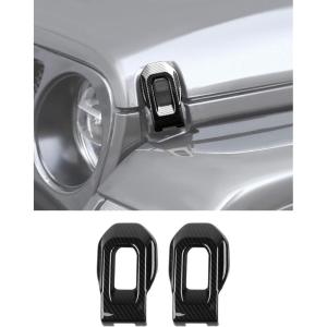 imageSavadicar 2Piece Orange Hood Latch Trim Cover for Jeep Wrangler JL JLU 4xe ampamp Gladiator JT 2018Present  Exterior Decorative Upgrade AccessoriesCarbon Fiber