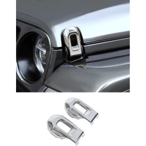 imageSavadicar 2Piece Orange Hood Latch Trim Cover for Jeep Wrangler JL JLU 4xe ampamp Gladiator JT 2018Present  Exterior Decorative Upgrade AccessoriesChrome