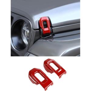 imageSavadicar 2Piece Orange Hood Latch Trim Cover for Jeep Wrangler JL JLU 4xe ampamp Gladiator JT 2018Present  Exterior Decorative Upgrade AccessoriesRed
