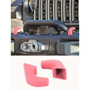 imageSavadicar 2Piece Texture Pink Front Bumper Tow Hook Cover for Jeep Wrangler JK JL 4xe ampamp Gladiator JT 2007Present  Exterior Styling Upgrade AccessoriesPink