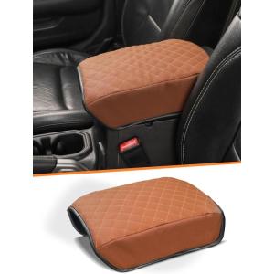 imageSavadicar Center Console Cover Compatible with 20182025 Jeep Wrangler JL 4XE ampamp Gladiator JT Faux Leather Armrest Protector Pad for Enhanced Protection and Comfort interior Accessories Carbon FiberBrown