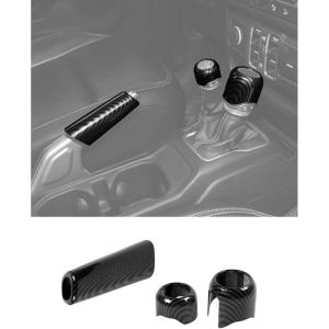 imageSavadicar Pink Interior Accessories  Handbrake ampamp Gear Shift Knob Trim Set for 2018Present Jeep Wrangler JL JLU 4XE ampamp Gladiator JT  Solid Color Interior Decor Upgrade Option 3PieceCarbon Fiber