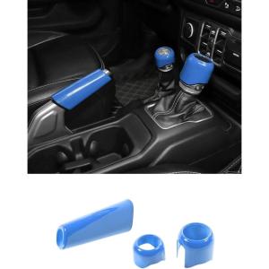 imageSavadicar Pink Interior Accessories  Handbrake ampamp Gear Shift Knob Trim Set for 2018Present Jeep Wrangler JL JLU 4XE ampamp Gladiator JT  Solid Color Interior Decor Upgrade Option 3PieceSky Blue
