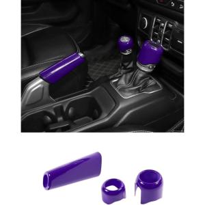 imageSavadicar Pink Interior Accessories  Handbrake ampamp Gear Shift Knob Trim Set for 2018Present Jeep Wrangler JL JLU 4XE ampamp Gladiator JT  Solid Color Interior Decor Upgrade Option 3PiecePurple