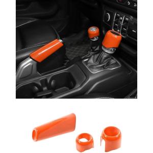 imageSavadicar Pink Interior Accessories  Handbrake ampamp Gear Shift Knob Trim Set for 2018Present Jeep Wrangler JL JLU 4XE ampamp Gladiator JT  Solid Color Interior Decor Upgrade Option 3PieceOrange
