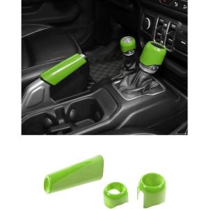 imageSavadicar Pink Interior Accessories  Handbrake ampamp Gear Shift Knob Trim Set for 2018Present Jeep Wrangler JL JLU 4XE ampamp Gladiator JT  Solid Color Interior Decor Upgrade Option 3PieceGreen
