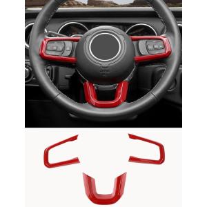 imageSavadicar Purple Interior Accessories  Steering Wheel Trim for 2018Present Jeep Wrangler JL JLU 4XE ampamp Gladiator JT  Solid Color Interior Decor Upgrade Option 3PieceRed