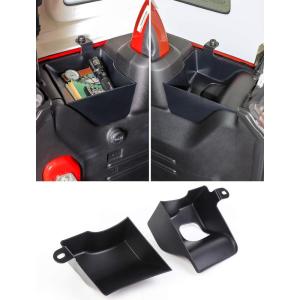 imageSavadicar RBR Wheel Well Storage Organizer for 2024 Jeep Wrangler JL JLU 4XE  Set of 2 ABS Rear Trunk Side Trays to Maximize Storage Space Interior Accessories Black Patent authorization