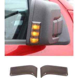 imageSavadicar 2Piece Smoked Black Side Mirror Turn Signal Light Cover for 2021Present Ford F150 Side Mirror Courtesy Light Cover Exterior Styling Upgrade AccessoriesSide Mirror Turn Light