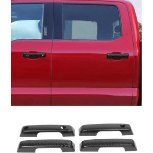 imageSavadicar 4Piece Carbon Fiber Finish Door Handle Cover Trim Set for 2021Present Ford F150 Outside Pull Handle Overlay Accent Exterior Styling Upgrade AccessoriesCarbon Fiber Finish